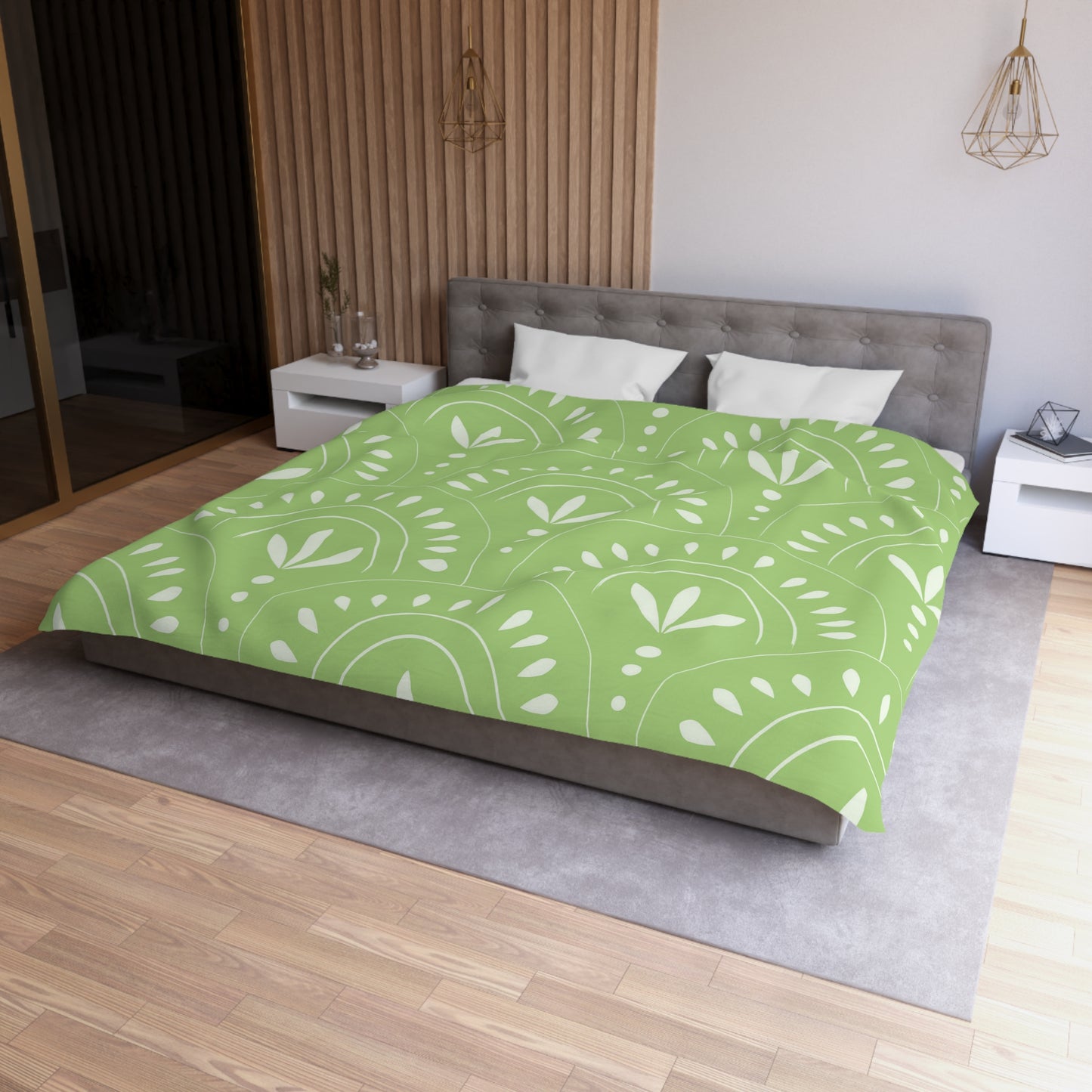 Botanical Pattern Microfiber Duvet Cover Set | Eco-Friendly Bedding for Cozy Bedrooms, Gift for Home Decor Lovers, Spring Refresh - LOLA VEGAS ART