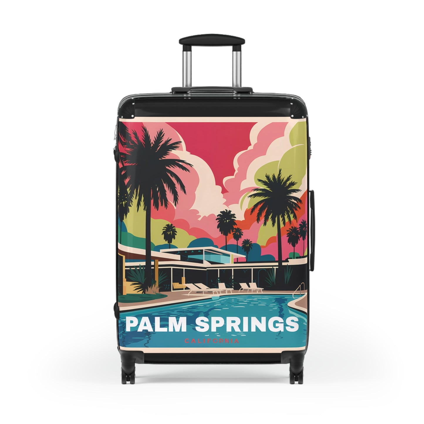 Palm Springs Suitcase, Luggage, Travel Bags - Retro Vintage Style Wanderlust Adventure Organizer, Weekend Getaway Bag, Honeymoon Travel - LOLA VEGAS ART