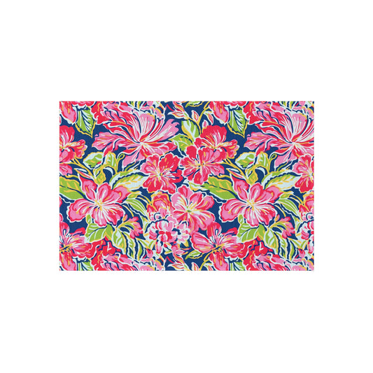 Pink Tropical Floral Indoor/Outdoor Rug | Hibiscus Pattern Patio Mat