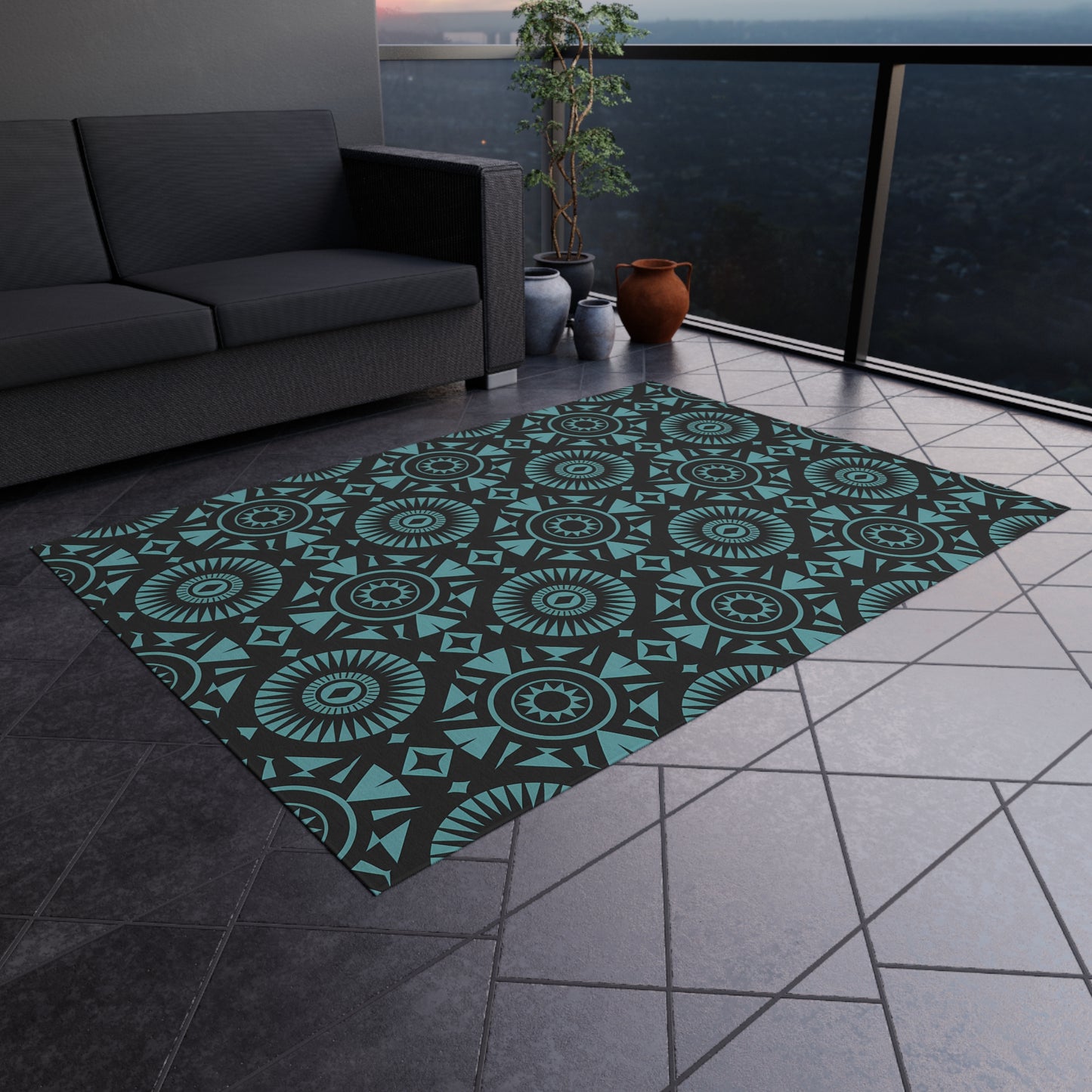 Stylish Outdoor Rug for Patios, Boho Decor, Summer Gatherings, Garden Parties, and More - LOLA VEGAS ART
