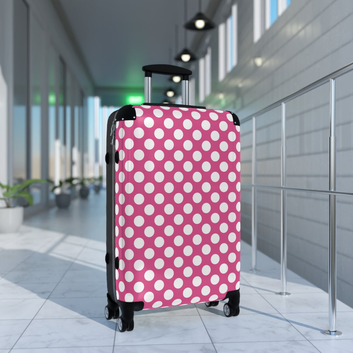 Pink Polka Dot Suitcase - Stylish Travel Luggage, Fun Pink Carry-On, Unique Gift for Travelers, Summer Vacation Must-Have, Weekend Getaway - LOLA VEGAS ART