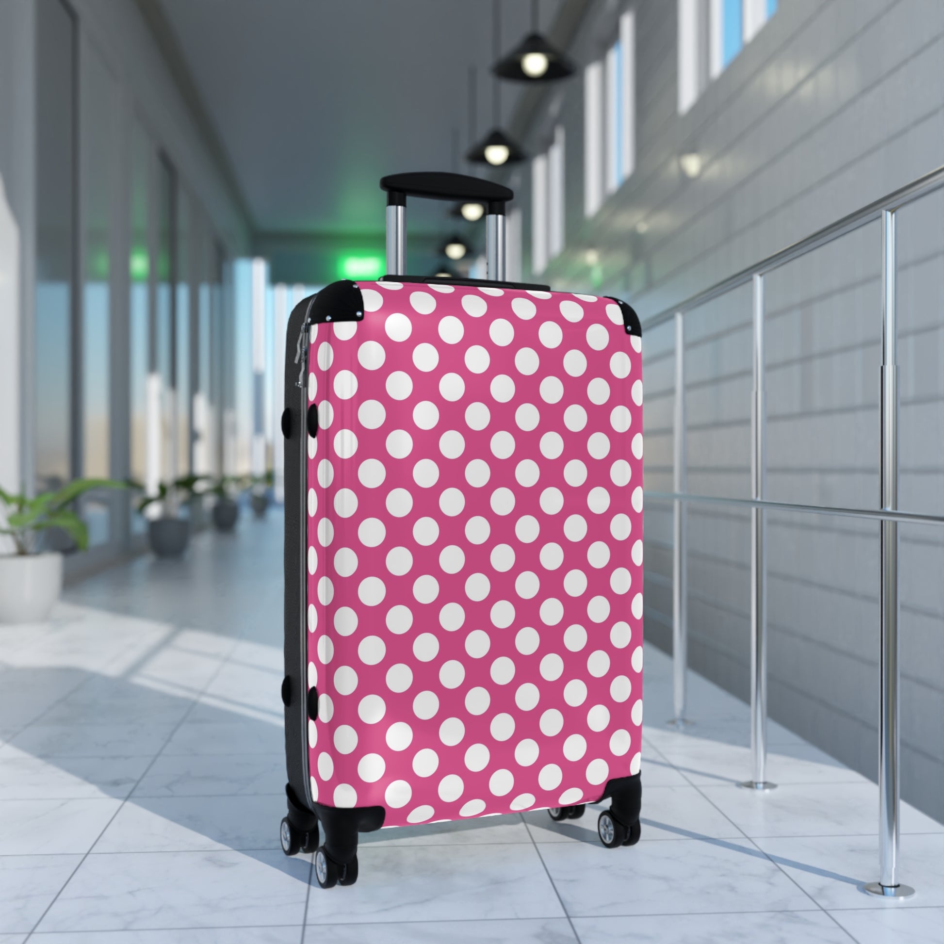 Pink Polka Dot Suitcase - Stylish Travel Luggage, Fun Pink Carry-On, Unique Gift for Travelers, Summer Vacation Must-Have, Weekend Getaway - LOLA VEGAS ART