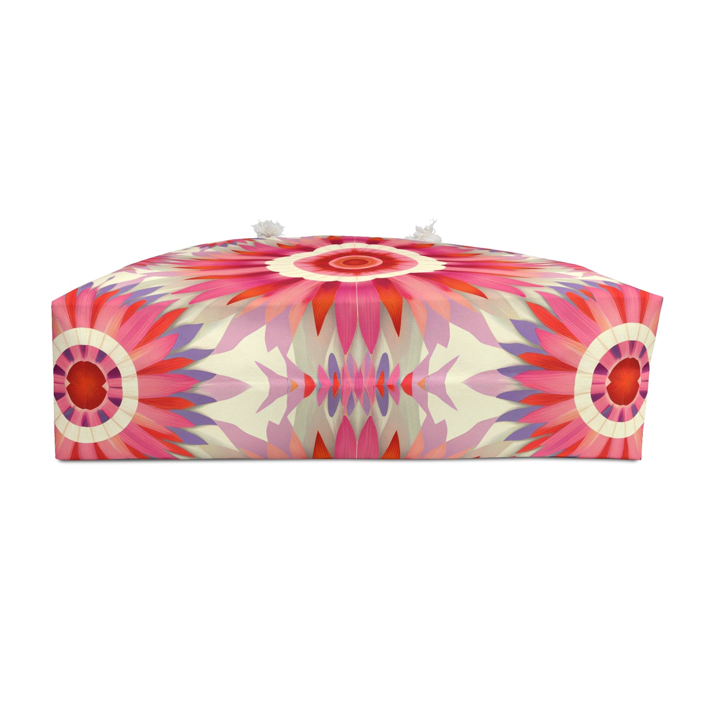 Pink, Orange, Off-White Boho Flower, Oversized Weekender Bag, Beautiful Travel Accessory, Stylish Travel Gear - LOLA VEGAS ART