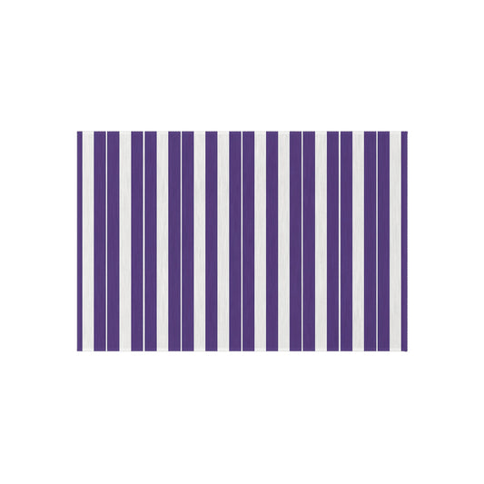 Purple White Stripe Outdoor/Indoor Rug | Patio Mat, Weather-Resistant Striped Doormat