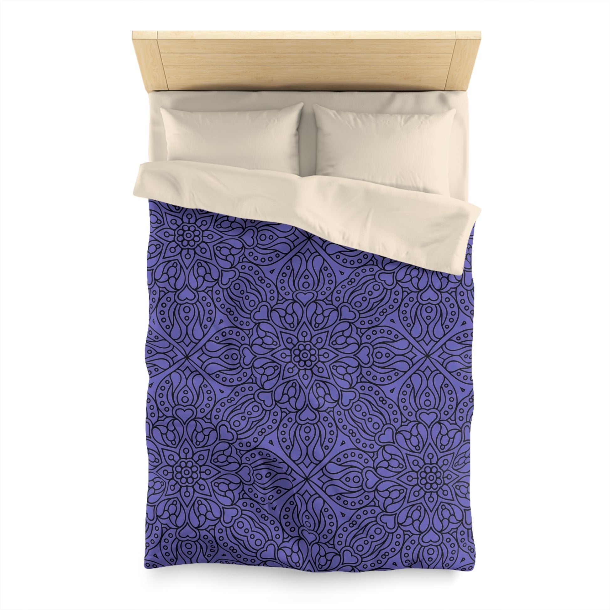 Bohemian Microfiber Duvet Cover - Cozy Bedding, Purple Floral Design, Bedroom Decor, Home Accents, Gift for Her, Festival Style - LOLA VEGAS ART