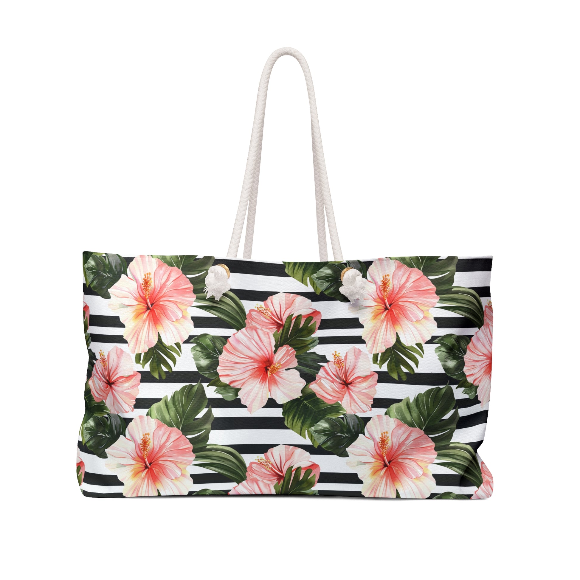 Tropical Floral Weekender Bag - Perfect for Travel, Beach Days, Gym, or Weekend Getaways, Floral Tote for Summer Vacations - LOLA VEGAS ART