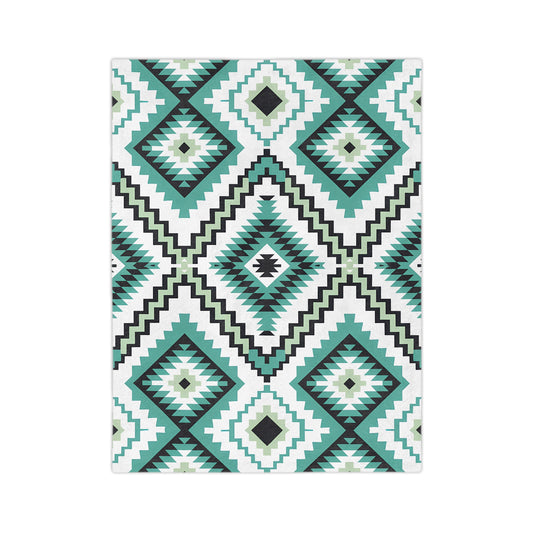 Cozy Geometric Velveteen Microfiber Blanket, Soft Throw for Home Decor, Perfect Gift for Friends, Cozy Night In, Modern Boho Style - LOLA VEGAS ART