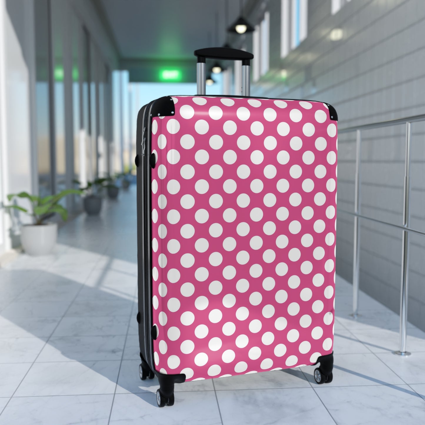 Pink Polka Dot Suitcase - Stylish Travel Luggage, Fun Pink Carry-On, Unique Gift for Travelers, Summer Vacation Must-Have, Weekend Getaway - LOLA VEGAS ART
