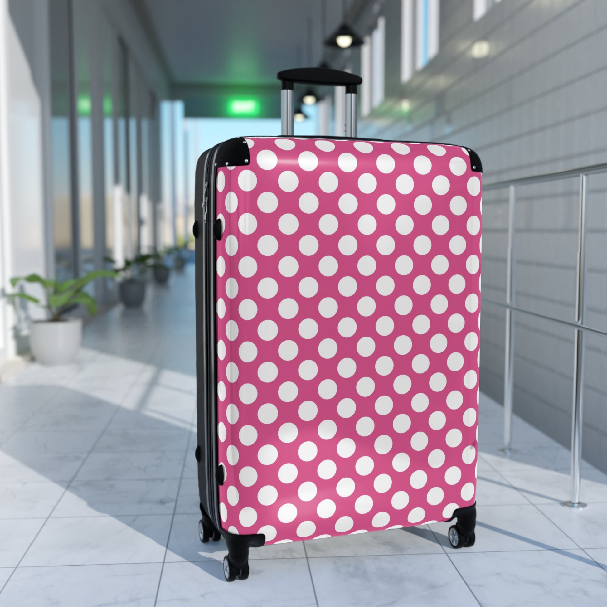 Pink Polka Dot Suitcase - Stylish Travel Luggage, Fun Pink Carry-On, Unique Gift for Travelers, Summer Vacation Must-Have, Weekend Getaway - LOLA VEGAS ART