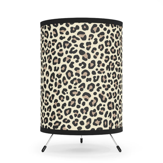 Leopard Print Tripod Lamp, Stylish Home Decor, Modern Lighting, Unique Gift, Animal Pattern Shade, Living Room Accent - LOLA VEGAS ART