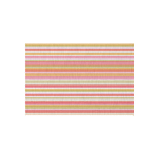 Striped Pastel Outdoor Rug | Pink Yellow Green Patio Mat