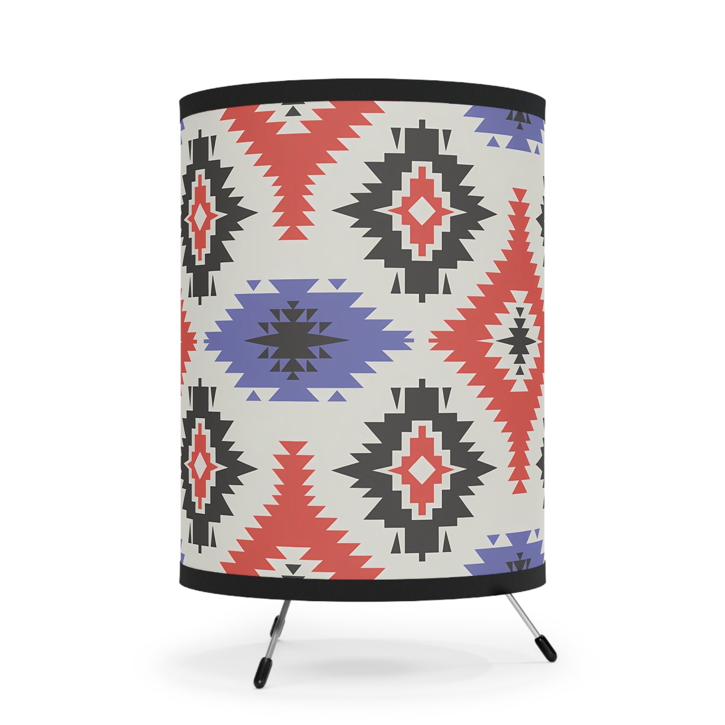 Bohemian Tripod Lamp with Geometric Print, Unique Home Decor, Mid-Century Modern Lighting, Alternative Use as Night Light, Gift for New Home - LOLA VEGAS ART
