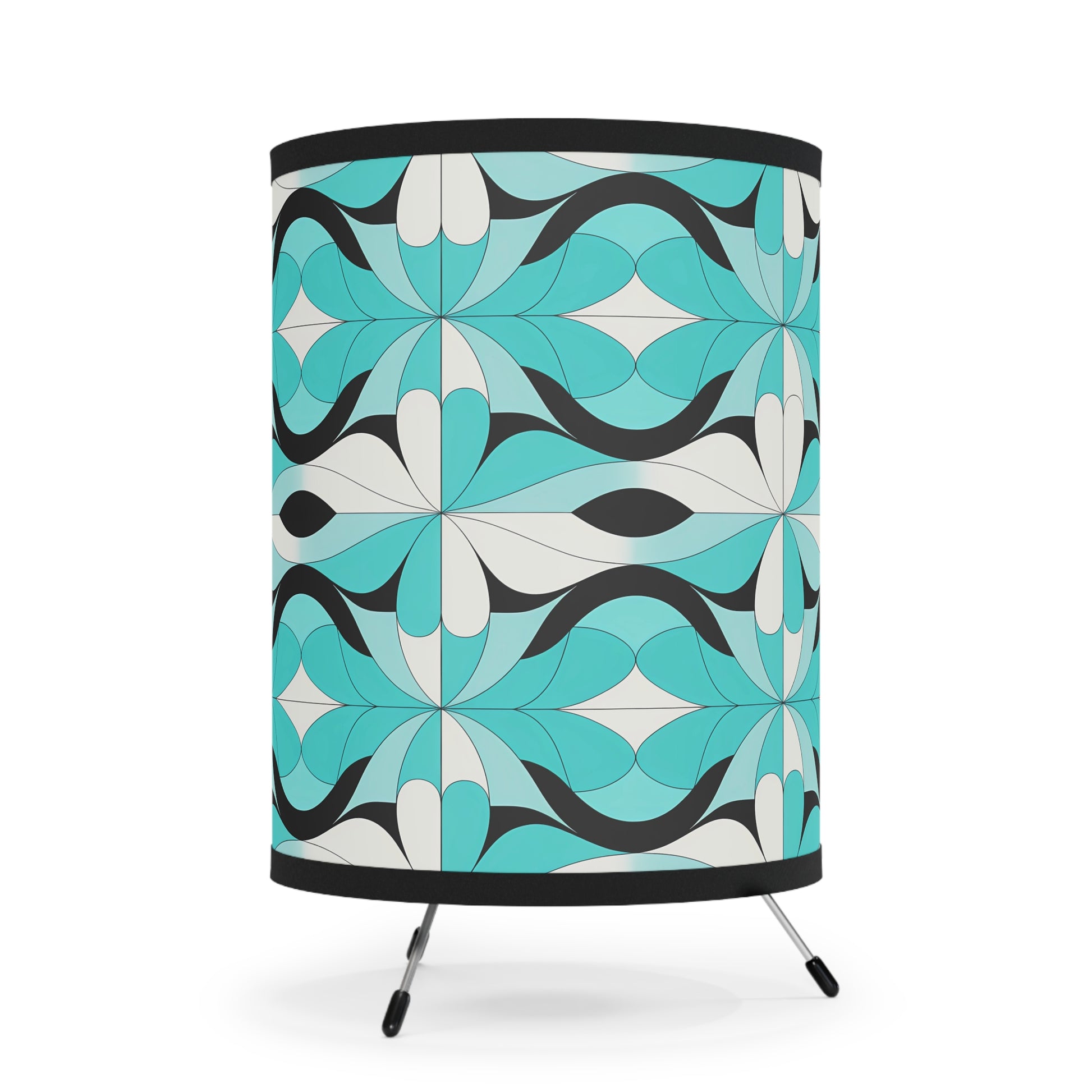 Chic Tripod Lamp with Retro Geometric Shade, Modern Home Decor, Accents for Living Room, Bedroom, Unique Gift Idea - LOLA VEGAS ART