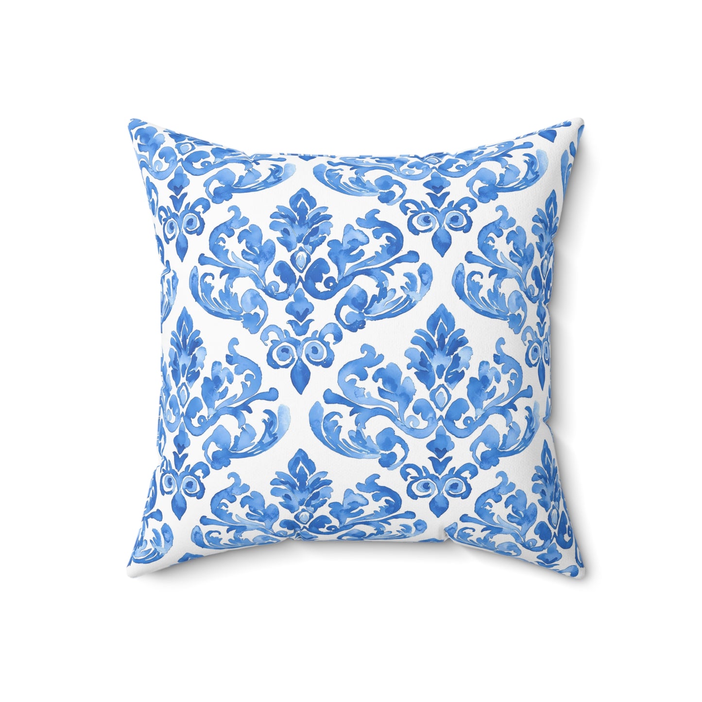Blue Floral Damask Pillow - Cozy Home Decor, Decorative Couch Cushion, Luxurious Throw Pillow, Elegant Gift for Her, Living Room Accent - LOLA VEGAS ART