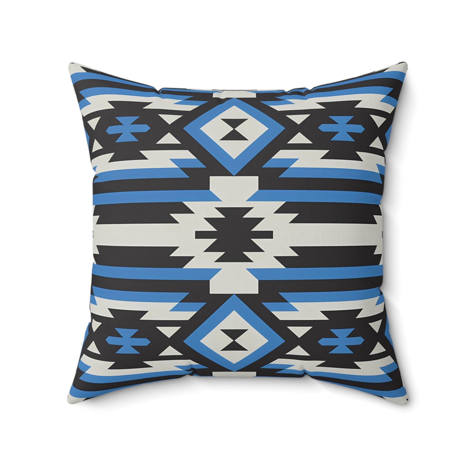 Modern Geometric Throw Pillow, Stylish Home Decor, Boho Cushion, Blue Accent Pillows, Unique Gift for Sofa, Bedroom - LOLA VEGAS ART