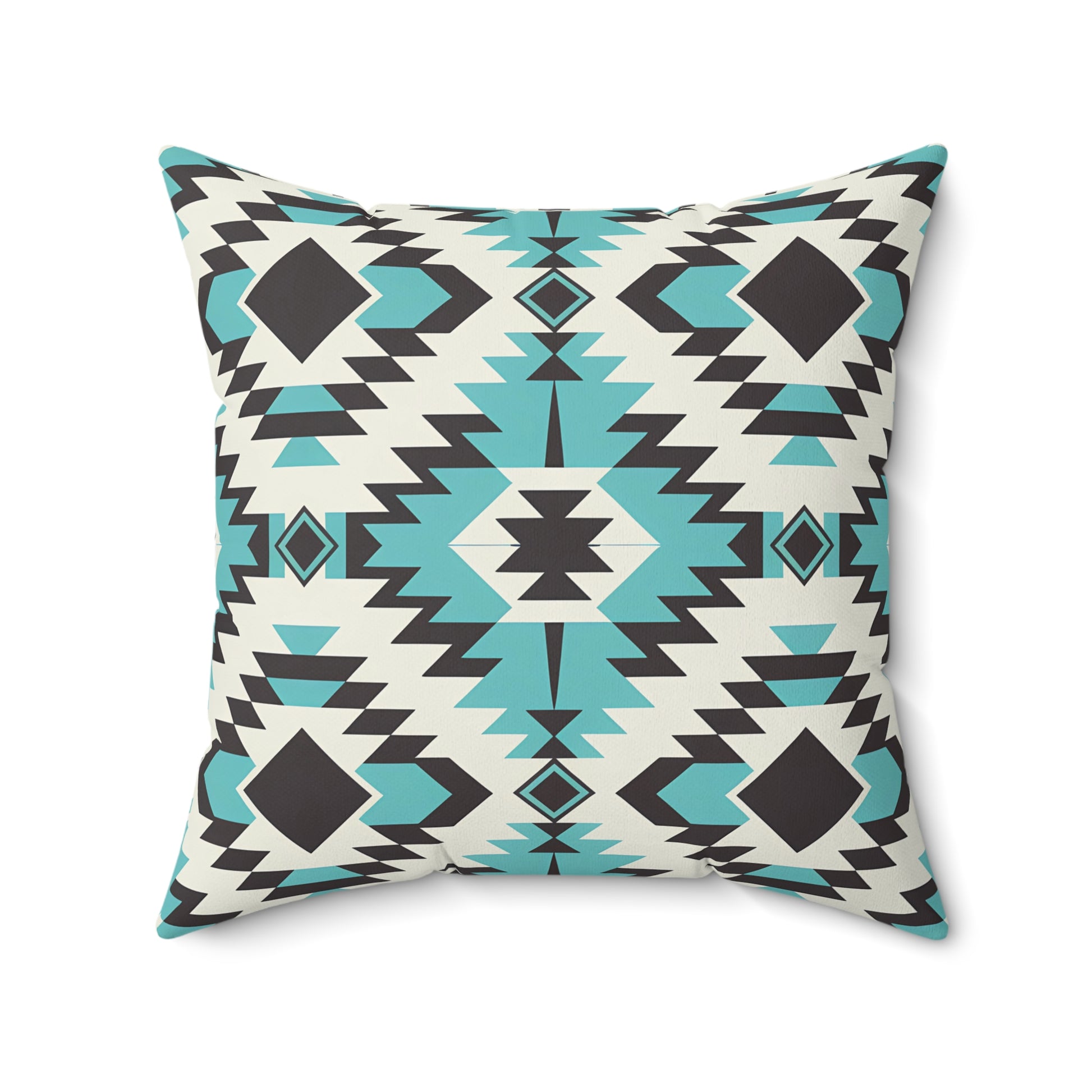 Turquoise and Black Bohemian Pillow, Cozy Home Decor, Tribal Cushion, Living Room Accent, Gift for Boho Lovers, Modern Home Accessories - LOLA VEGAS ART