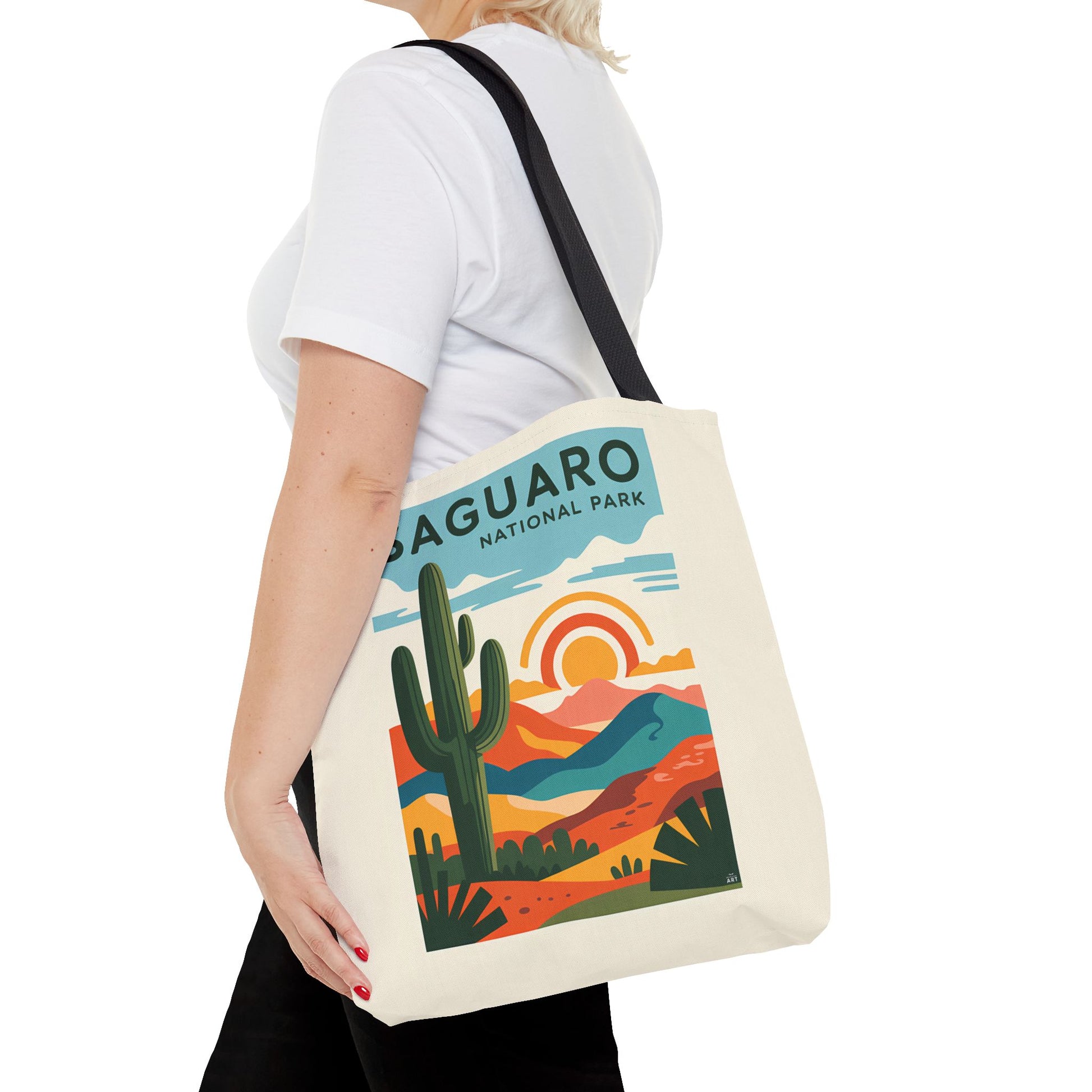 Saguaro National Park Tote Bag, Eco-Friendly Shopping Bag, Cactus Design, Nature Lover Gift, Hiking Bag, Travel Accessory - LOLA VEGAS ART
