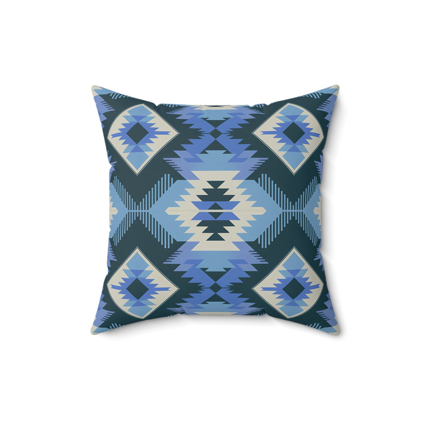 Bohemian Blue Geometric Pillow, Cozy Home Decor, Throw Cushion, Aztec Style, Gift for Her, Living Room Accent - LOLA VEGAS ART