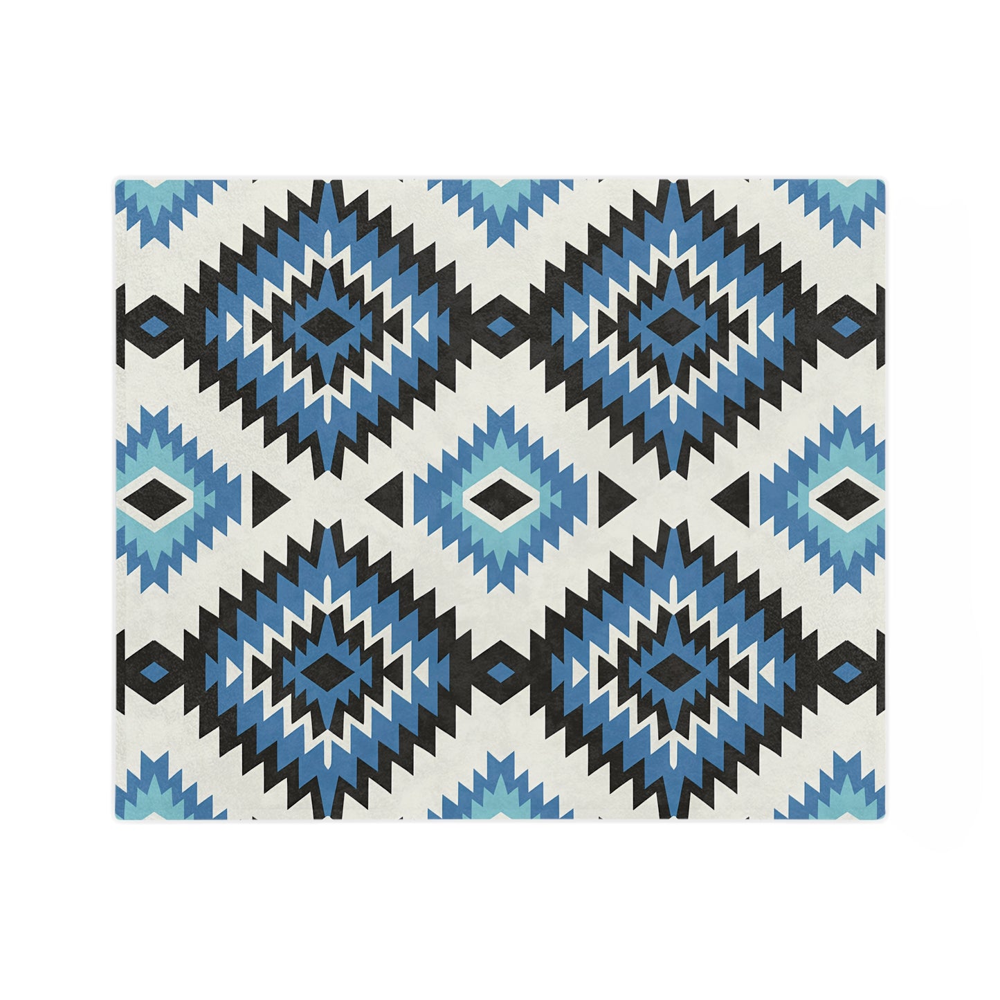 Geometric Blue Pattern Microfiber Blanket | Cozy Throw, Home Decor, Gift for Him/Her, Tribal Design, Indoor/Outdoor Use - LOLA VEGAS ART
