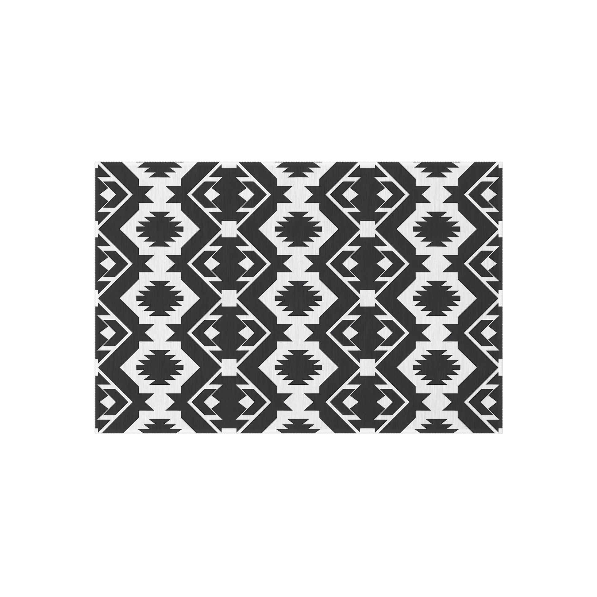 Black and White Southwestern Stylish Outdoor Rug for Patio, Boho Home Decor, Indoor-Outdoor Mat, Modern Area Rug, Garden Party Essential - LOLA VEGAS ART
