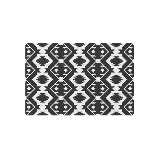 Black and White Southwestern Stylish Outdoor Rug for Patio, Boho Home Decor, Indoor-Outdoor Mat, Modern Area Rug, Garden Party Essential - LOLA VEGAS ART