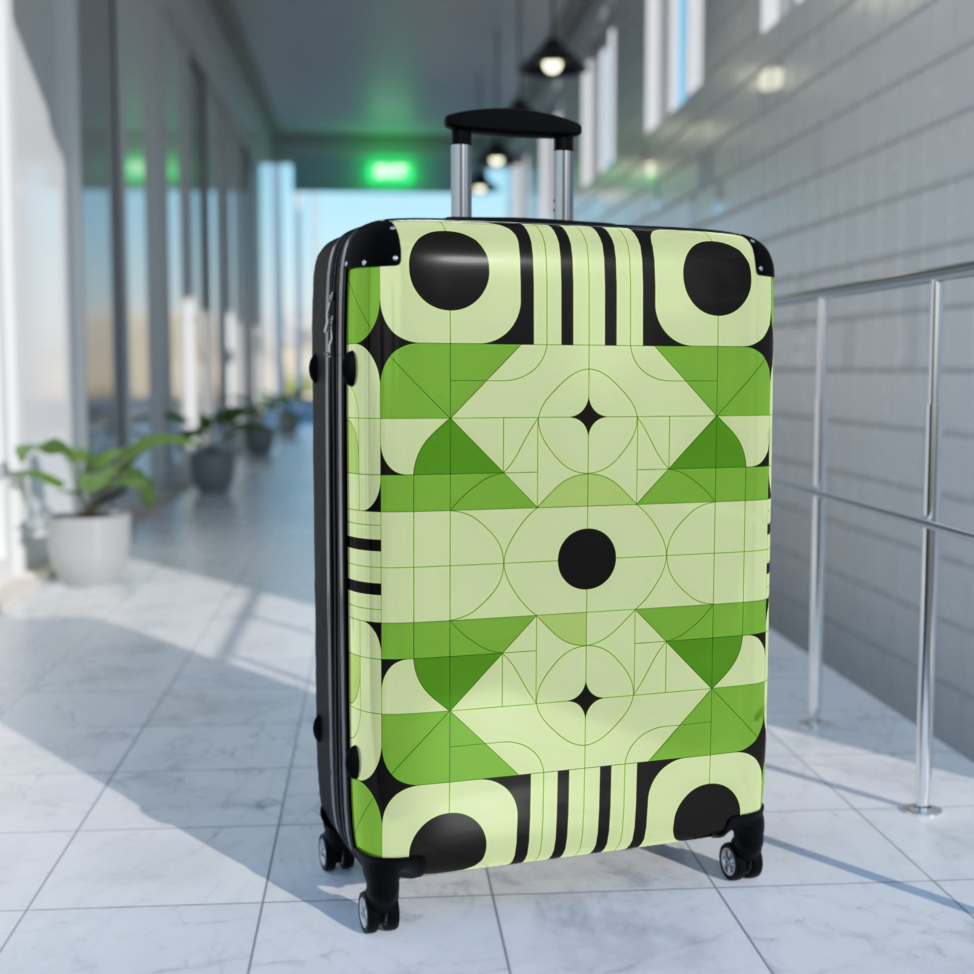 Stylish Suitcase with Geometric Design for Travel Lovers, Luggage, Weekend Getaway, Vacation, Holiday Gift, Trendy Travel Gear - LOLA VEGAS ART