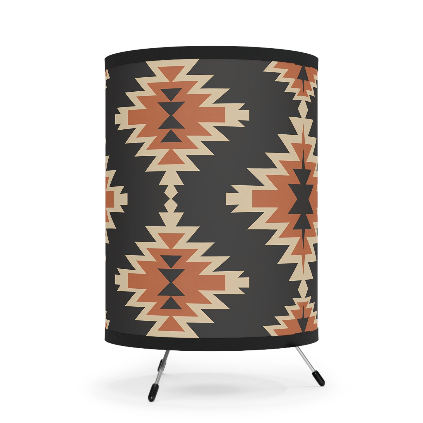 Boho Tripod Lamp with Geometric Shade, Rustic Home Decor, Mid-Century Modern Lighting, Unique Table Lamp, Cozy Gift Idea, Southwest Decor - LOLA VEGAS ART