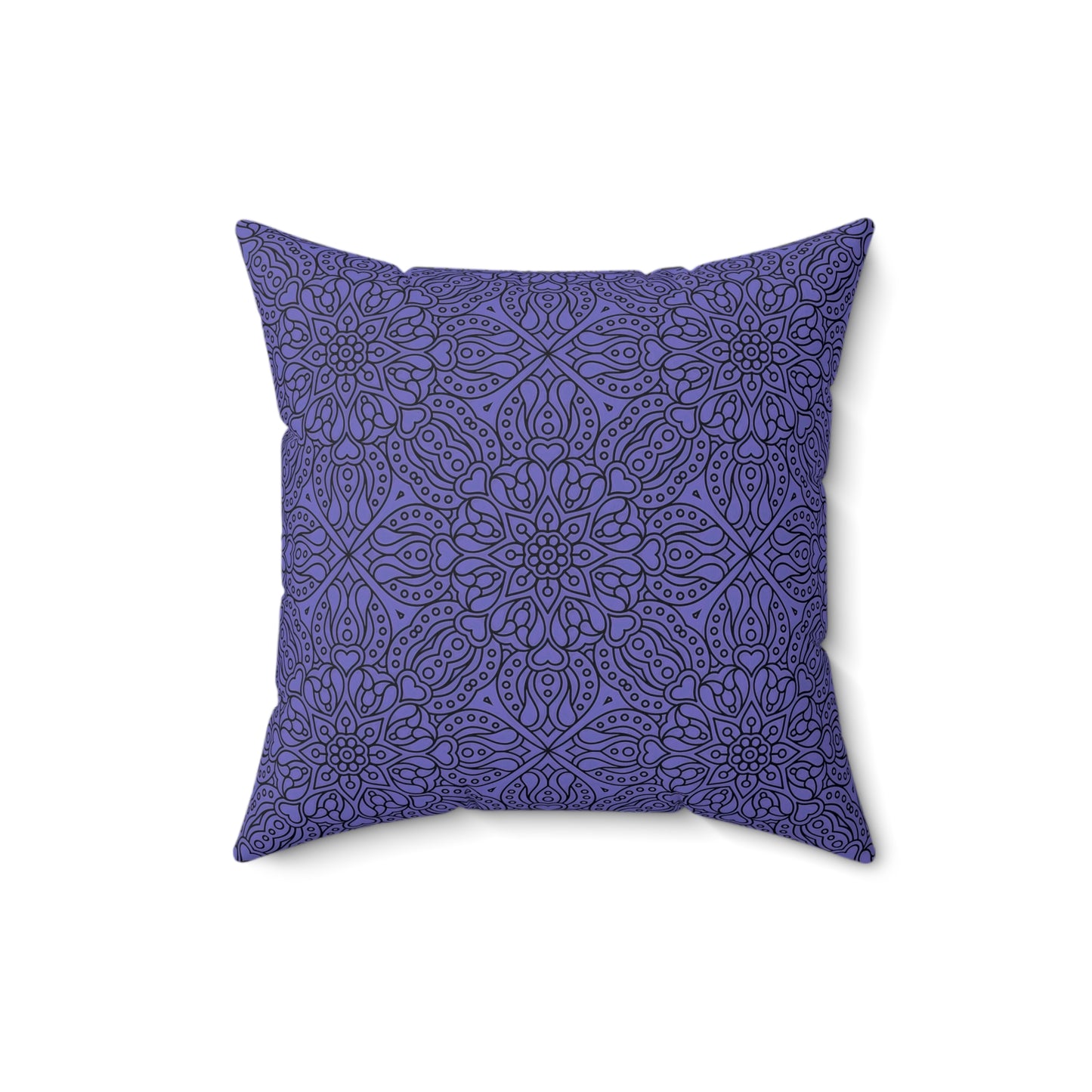 Purple and Black Boho Mandala Square Pillow, Cozy Home Decor, Unique Gift for Housewarming, Elegant Bedroom Accent, Meditation Cushion - LOLA VEGAS ART