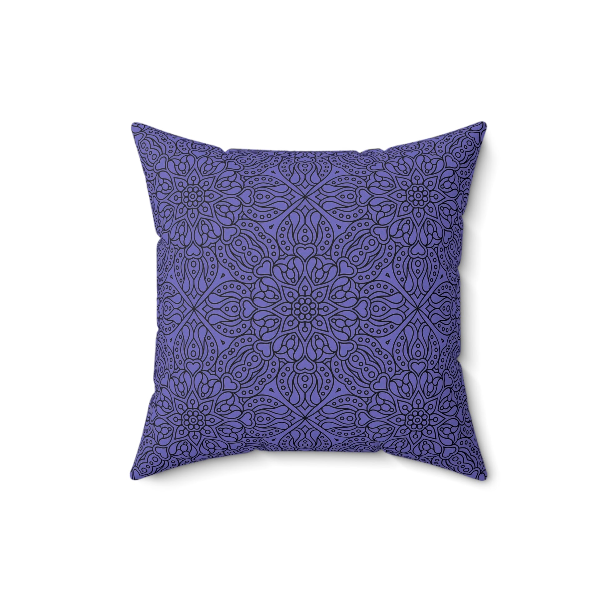 Purple and Black Boho Mandala Square Pillow, Cozy Home Decor, Unique Gift for Housewarming, Elegant Bedroom Accent, Meditation Cushion - LOLA VEGAS ART