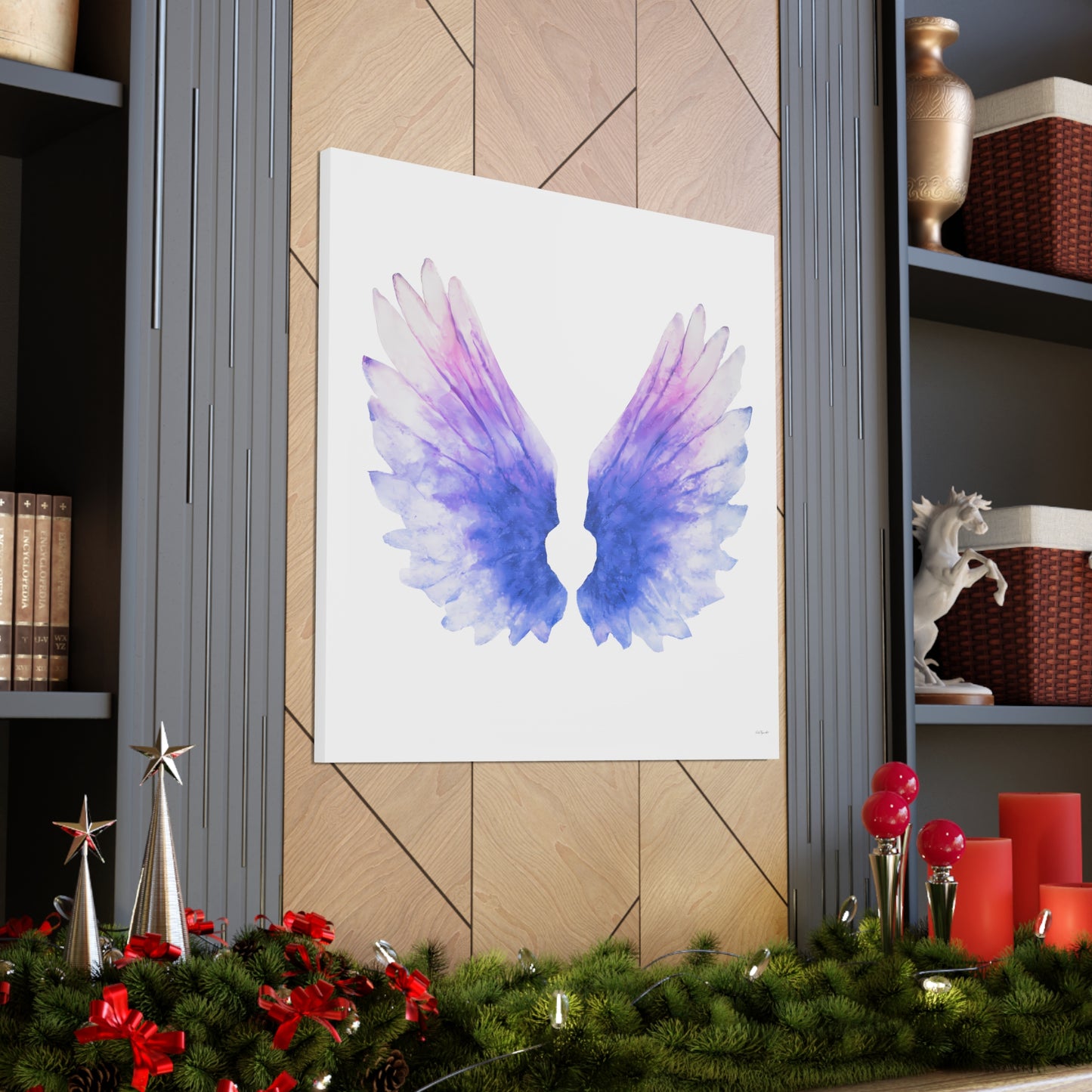 purple angels wings wall art canvas, wall art decor, wall art prints, angel wings art, wings, wall art purple, wall art spiritual