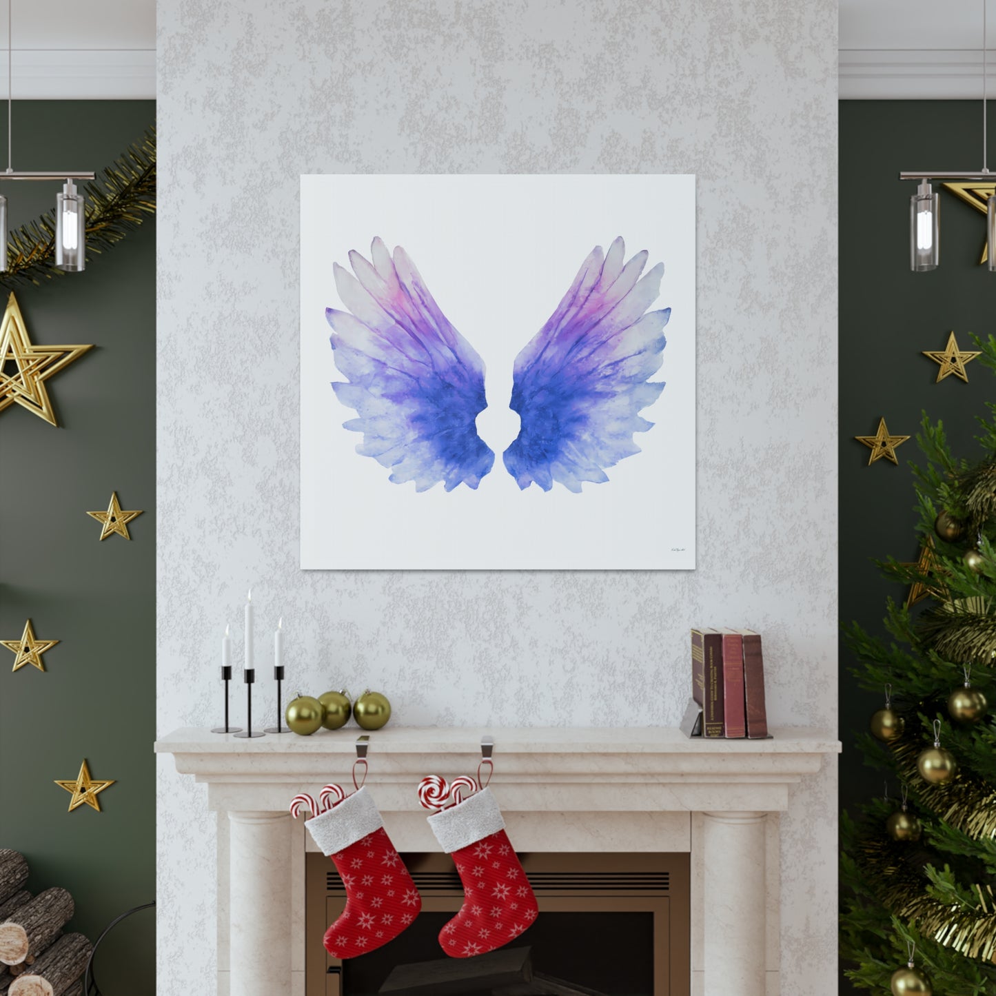purple angels wings wall art canvas, wall art decor, wall art prints, angel wings art, wings, wall art purple, wall art spiritual