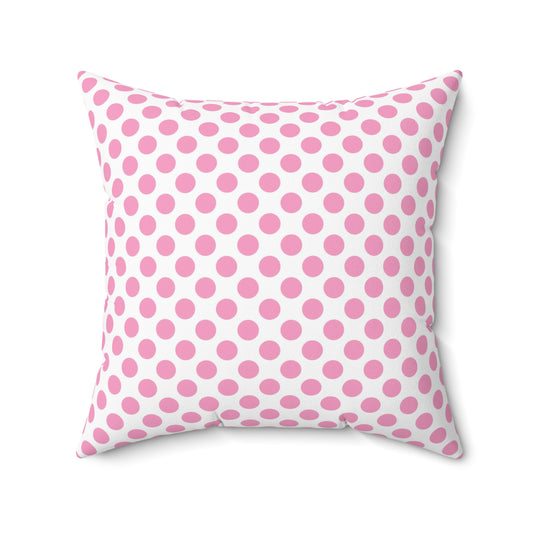 Pink Polka Dot Square Pillow, Home Decor, Throw Pillow, Gift for Her, Nursery Decoration, Modern Style - LOLA VEGAS ART