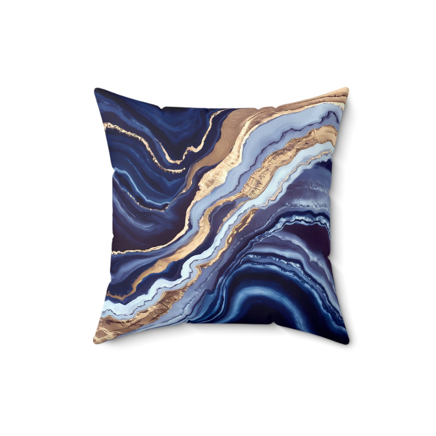Geode Layers Square Pillow, Blue White Gold Abstract Natural Beauty Home Decor, Throw Pillow, Accent Pillow, Living Room Decor, Bedroom - LOLA VEGAS ART