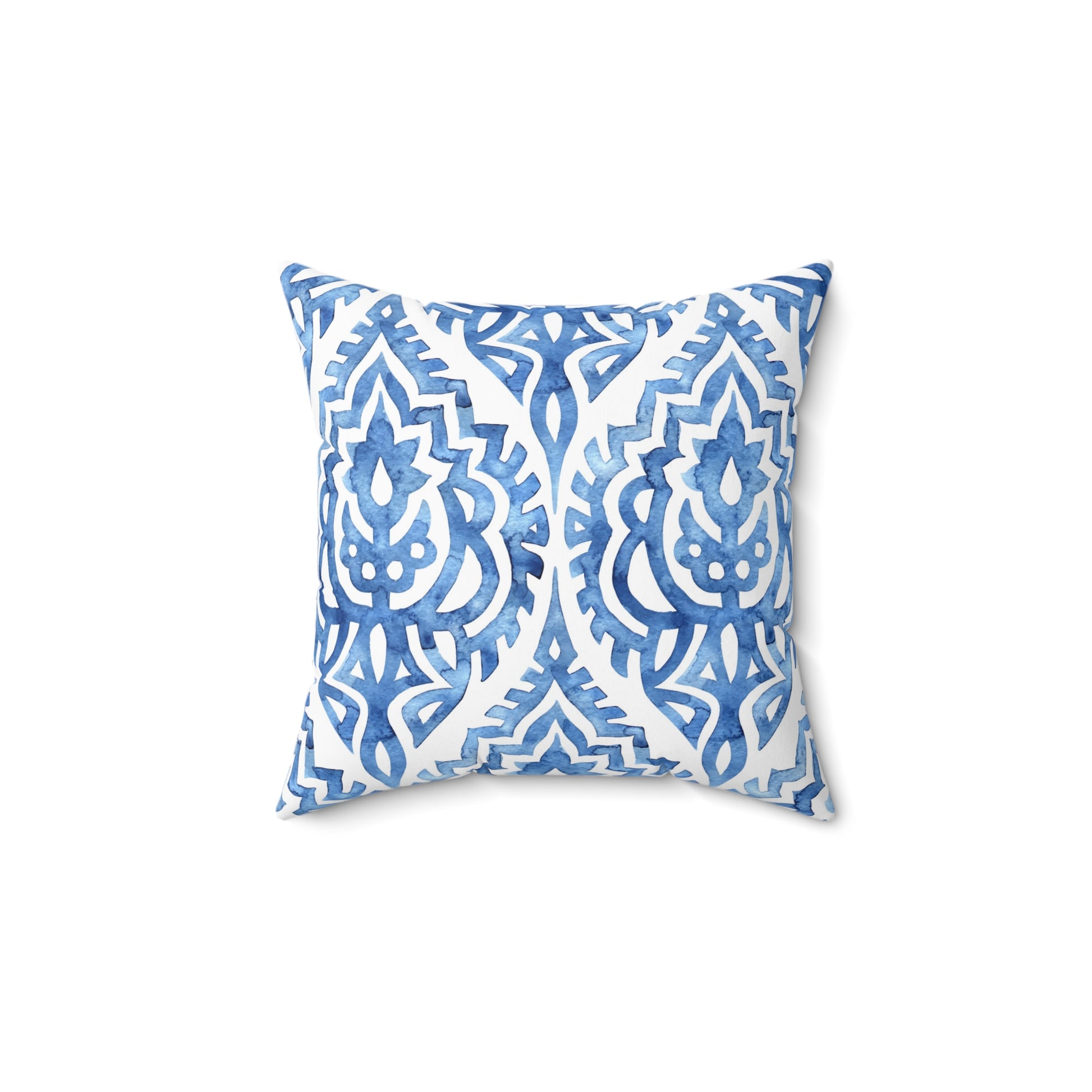 Boho Blue Decorative Pillow, Cozy Home Decor, Modern Accent Cushion, Gift for Her, Living Room Throw Pillow - LOLA VEGAS ART