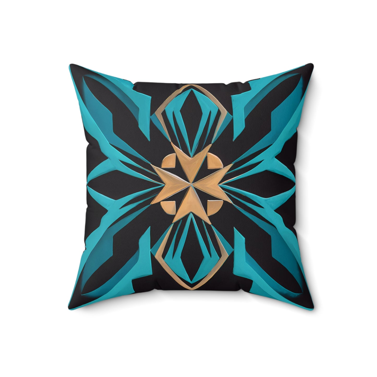 Art Deco Square Pillow, Turquoise Black Gold Retro Glam Hollywood Regency Home Decor, Throw Cushion Cover, Decorative Accent, Unique Gift - LOLA VEGAS ART