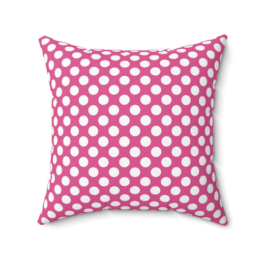 Pink Polka Dot Decorative Pillow, Colorful Home Decor, Cozy Cushion for Living Room, Gift for Her, Bright Modern Design, Midcentury Modern - LOLA VEGAS ART
