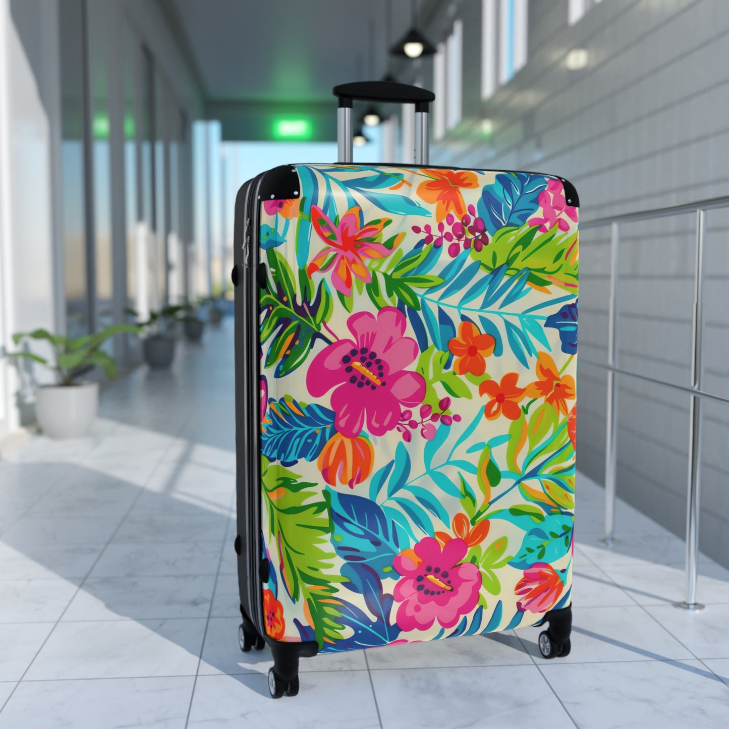 Vibrant Floral Suitcase - Travel Bag for Adventurers, Luggage for Beach Vacations, Summer Getaways, Gift for Travelers, Unique Carry-On - LOLA VEGAS ART