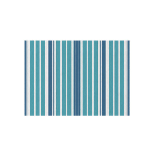 Blue Teal White Stripe Outdoor/Indoor Rug | Patio Deck Mat