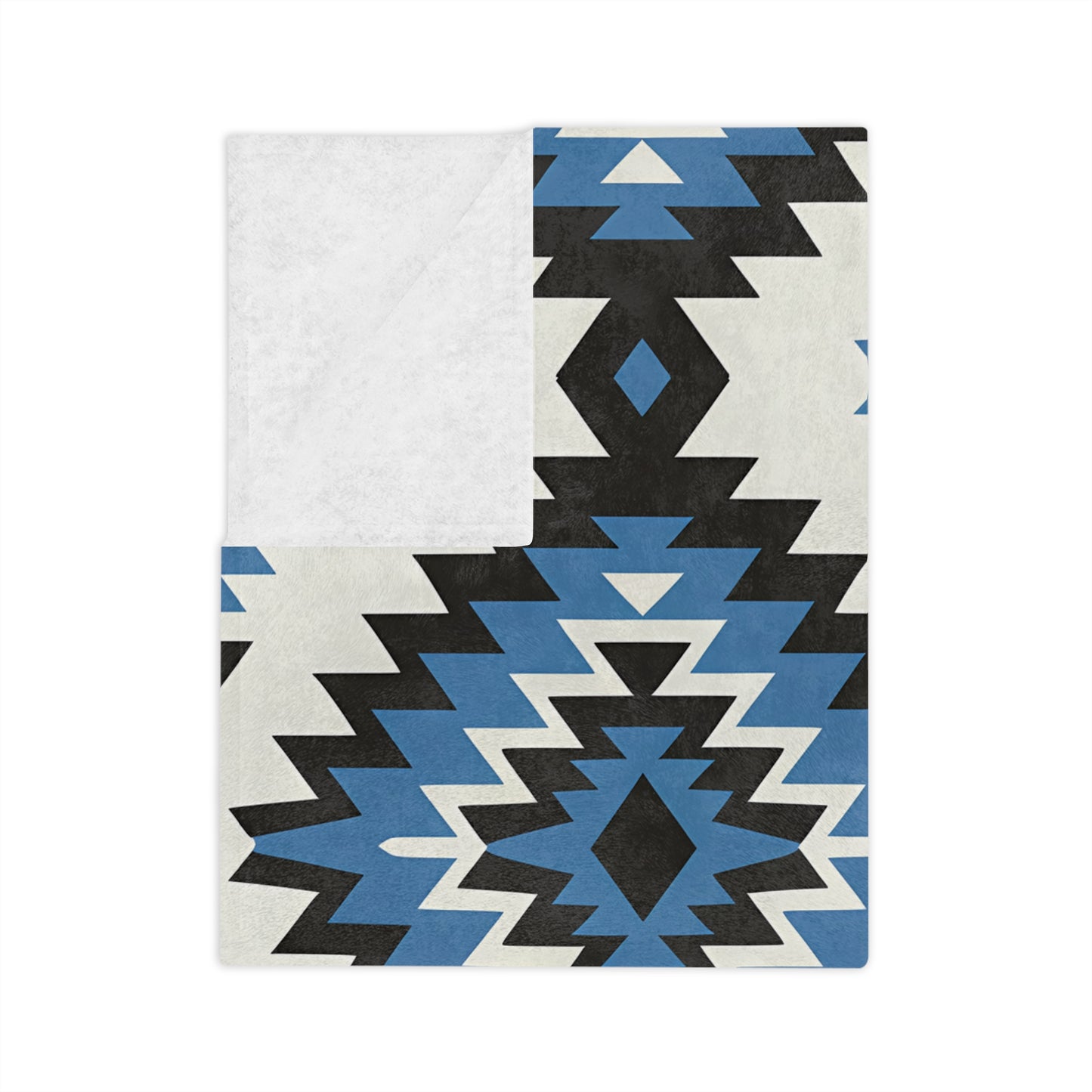 Geometric Blue Pattern Microfiber Blanket | Cozy Throw, Home Decor, Gift for Him/Her, Tribal Design, Indoor/Outdoor Use - LOLA VEGAS ART