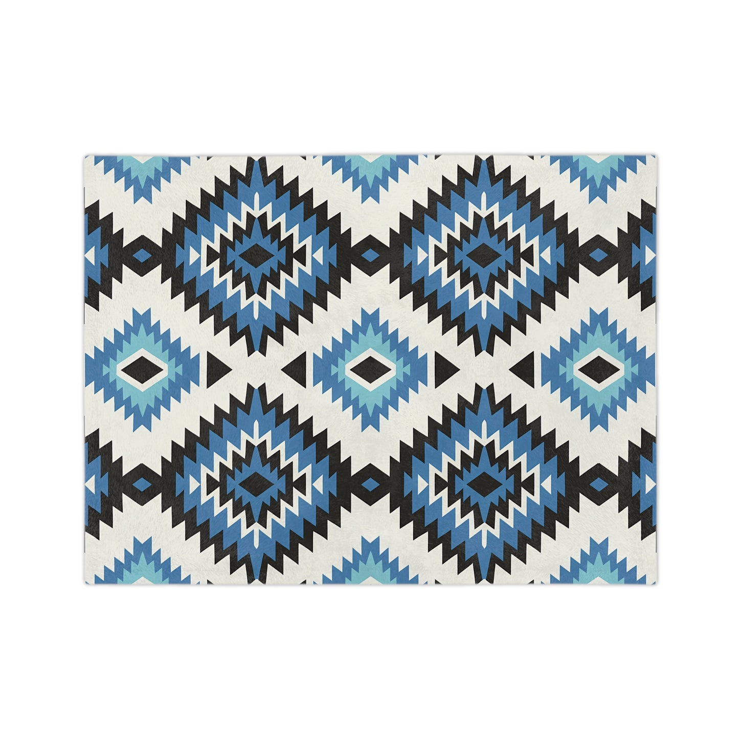 Geometric Blue Pattern Microfiber Blanket | Cozy Throw, Home Decor, Gift for Him/Her, Tribal Design, Indoor/Outdoor Use - LOLA VEGAS ART