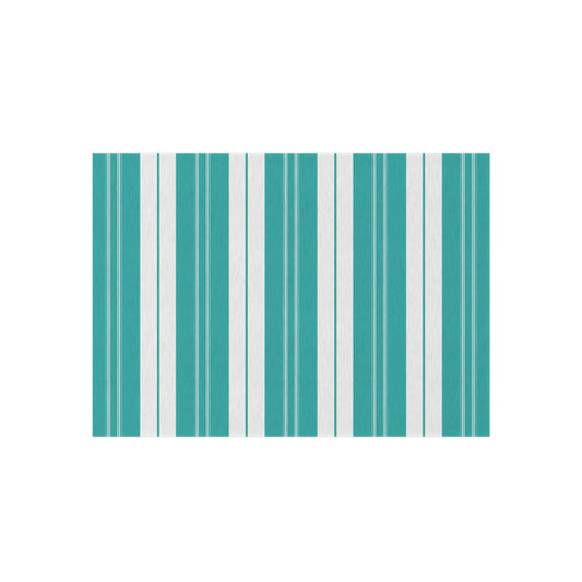 Teal White Stripe Outdoor/Indoor Rug | Patio Deck Mat