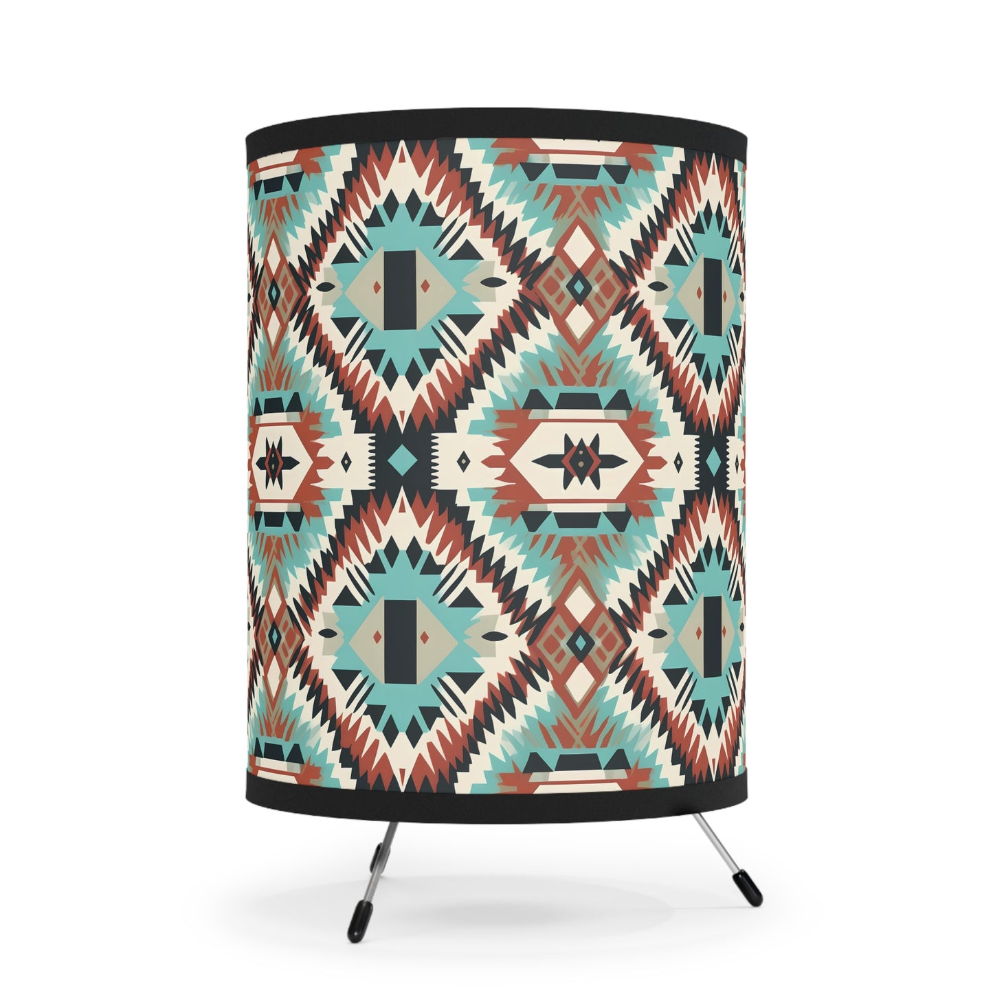 Bohemian Tripod Lamp - Colorful Geometric Shade for Cozy Living Room, Bedroom Decor, Tribal Style Lighting, Unique Gift Idea, Home