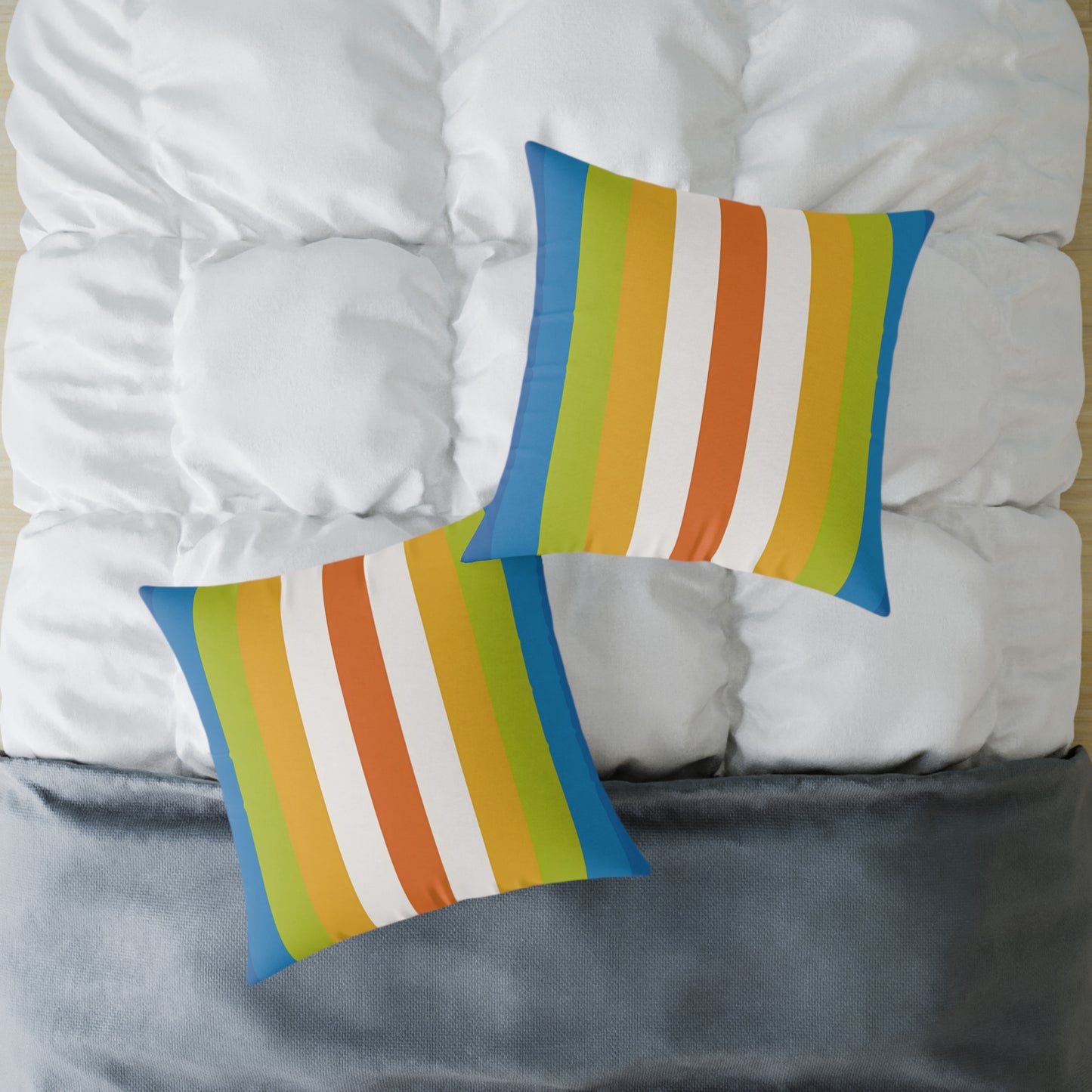 Retro Rainbow Stripes Pillow | Square Poly Canvas Pillow