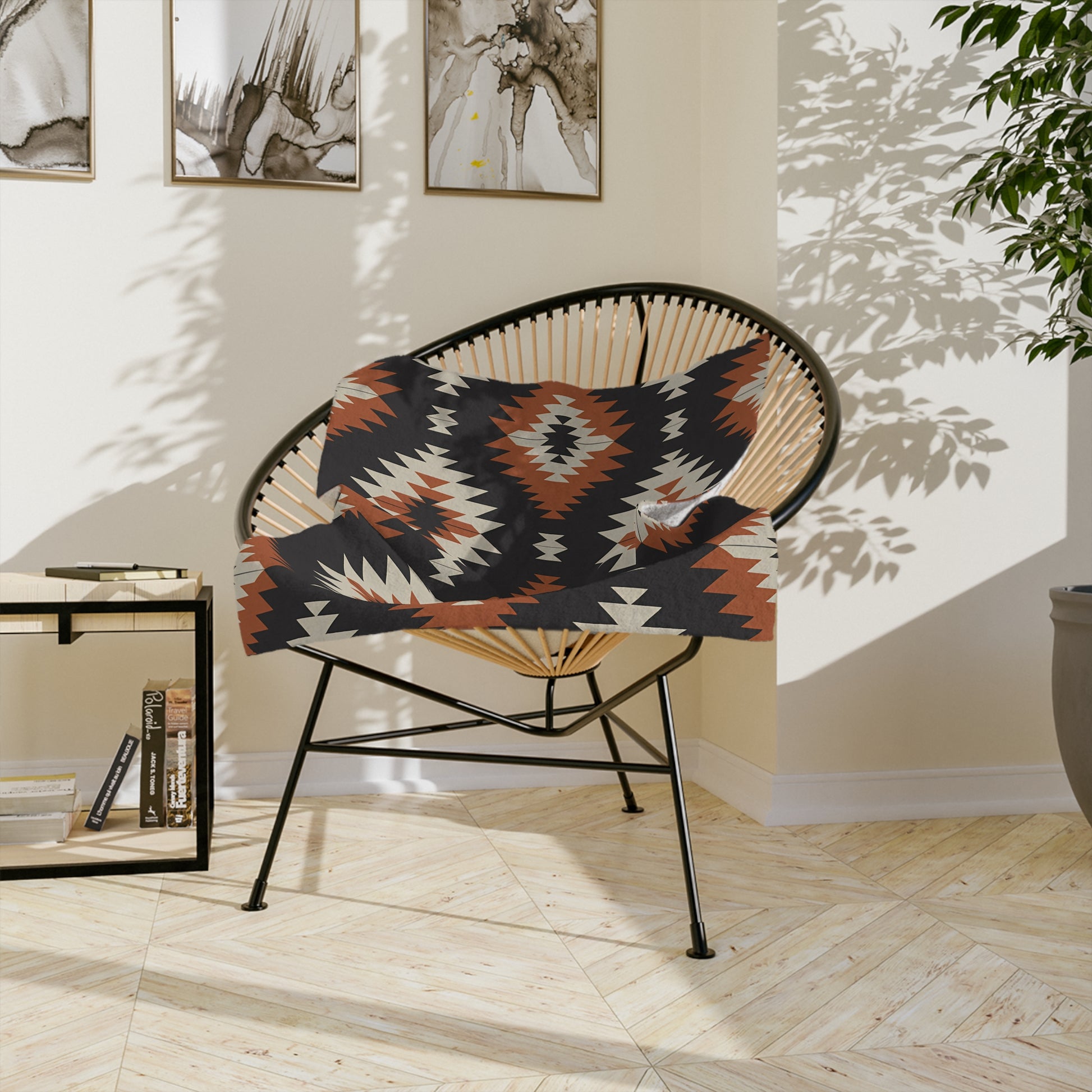 Tribal Print Velveteen Microfiber Blanket | Cozy Home Decor, Native American Inspired Gift, Boho Throw, Wedding Gift, Warm Soft Blanket - LOLA VEGAS ART