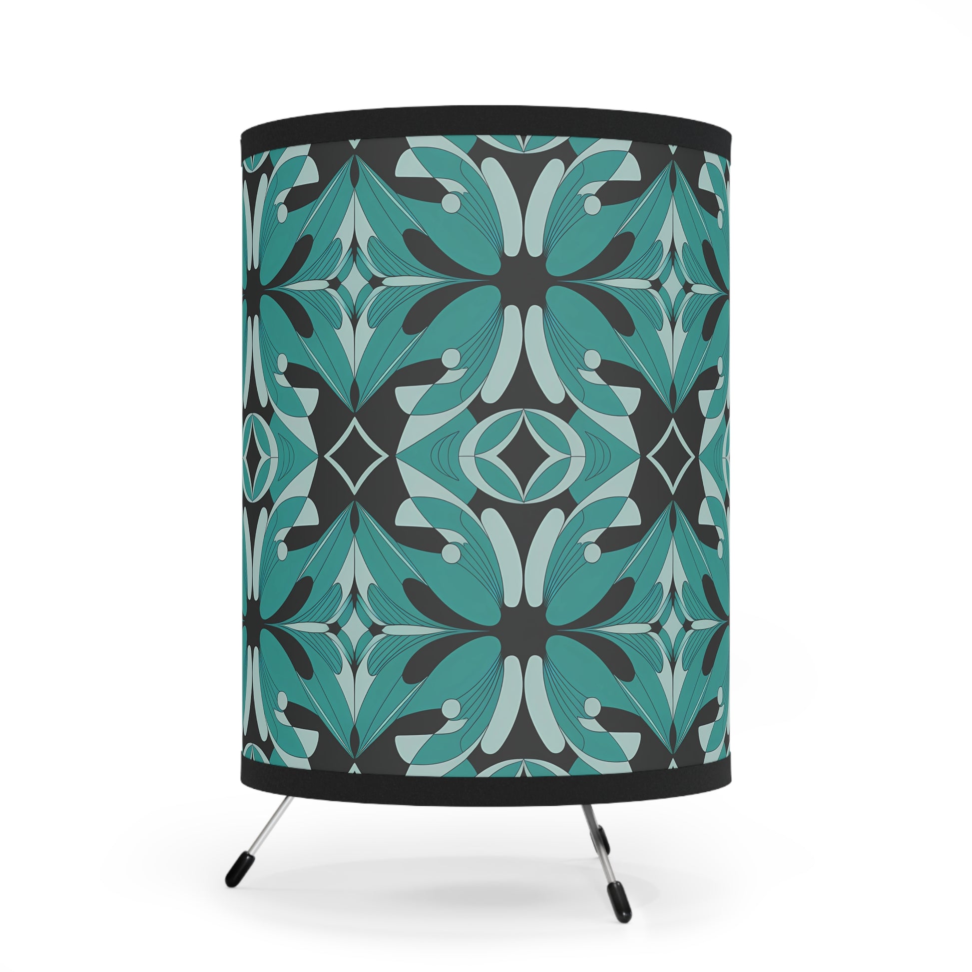 Elegant Tripod Lamp with Floral High-Res Shade, Modern Lighting for Home Decor, Bohemian Style, Gift for Housewarming, Bedroom Lighting - LOLA VEGAS ART