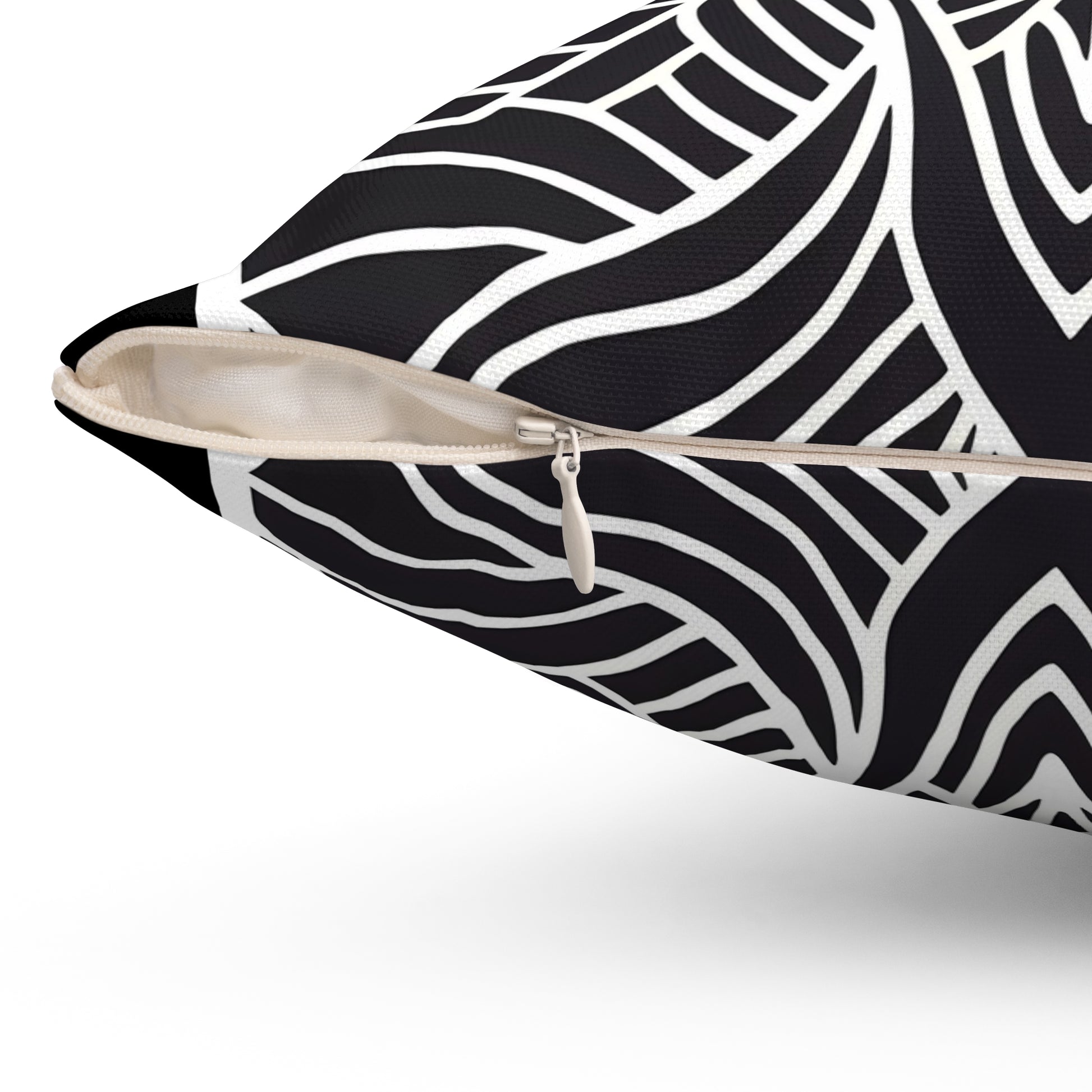 Square Pillow - Black and White Tribal Design Ethnic and Dramatic - LOLA VEGAS ART