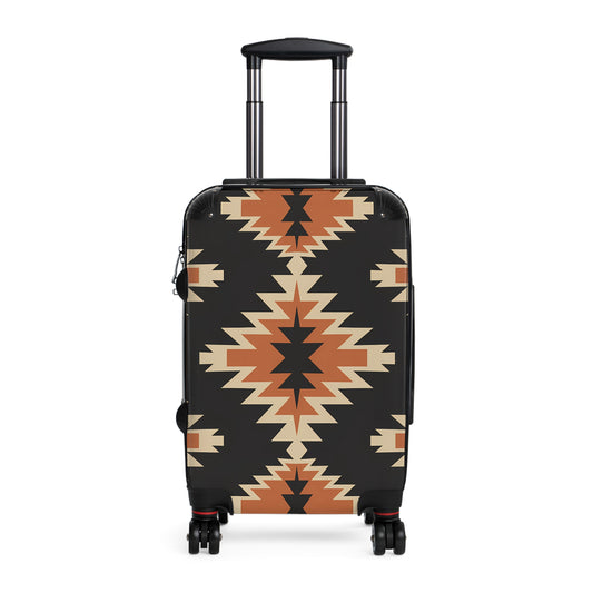 Tribal Pattern Suitcase, Travel Luggage, Bohemian Carry-On, Stylish Black Suitcase with Unique Design, Perfect for Adventurers, Gift for - LOLA VEGAS ART