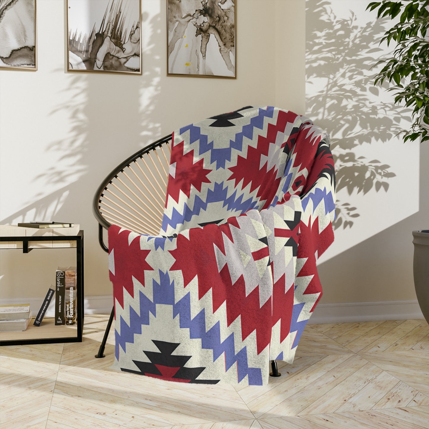 Cozy Velveteen Microfiber Blanket - Warm Southwest Pattern, Perfect for Home Decor, Gift for Holidays, Picnic, Living Room - LOLA VEGAS ART