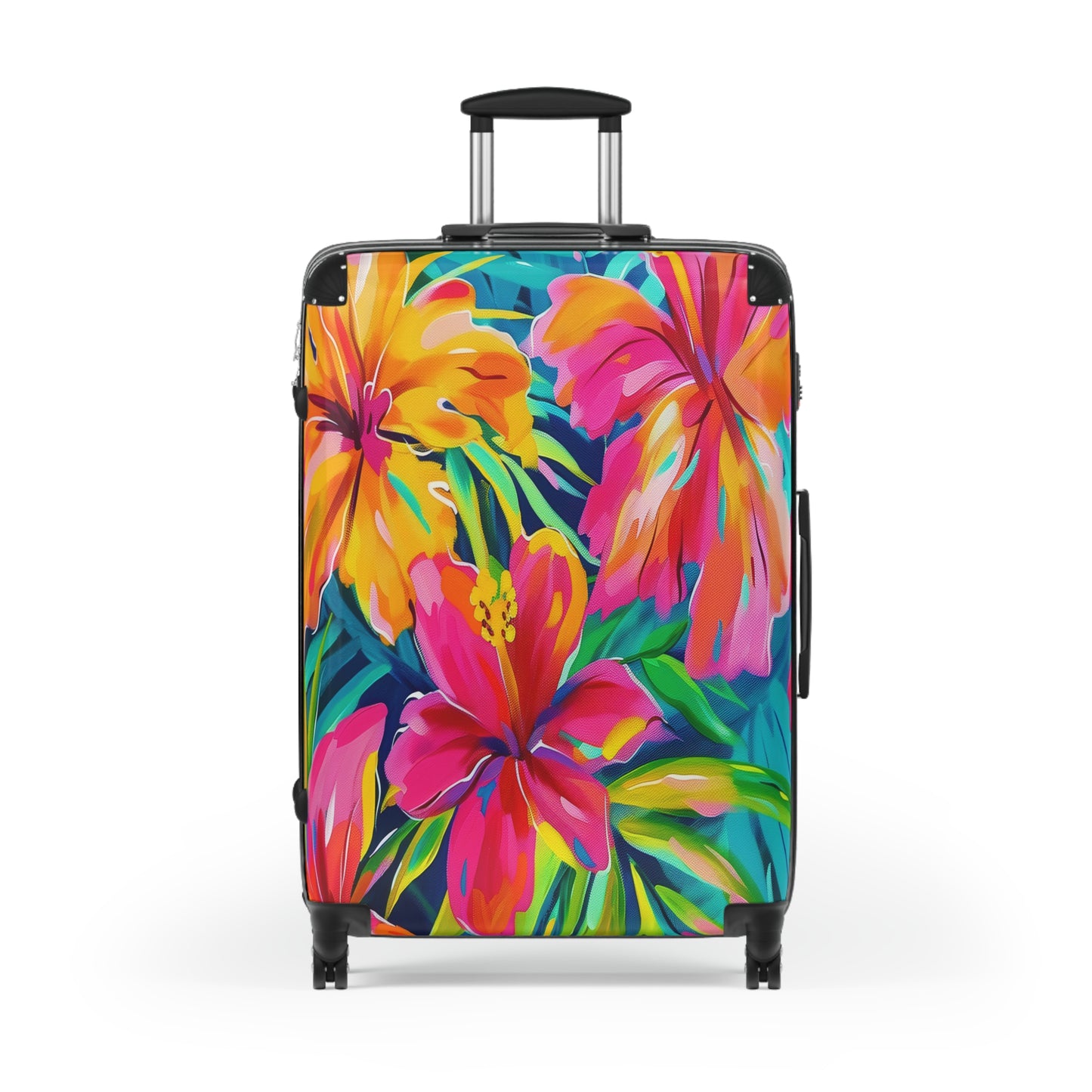 Tropical Floral Suitcase - Vibrant Carry-On Luggage, Travel Bag, Summer Vacation Gear, Stylish Baggage, Perfect Gift for Travelers - LOLA VEGAS ART