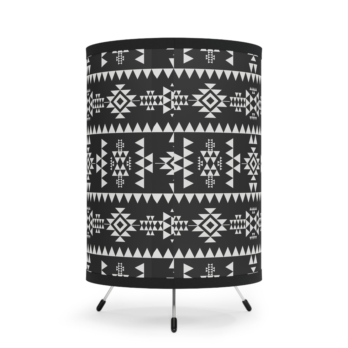 Boho Tripod Lamp, Modern Home Decor, Geometric Printed Shade, Unique Lighting Ideas, Stylish Living Room Decor, Gift for All Occasions - LOLA VEGAS ART